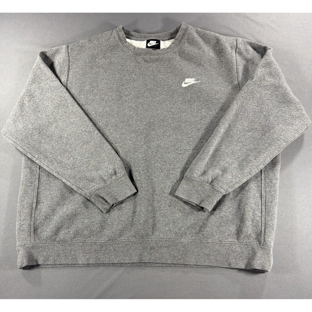Nike Gray Small Swoosh Fleece Crewneck Sweatshirt XL | Made In Jordan